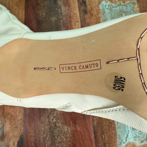 NWOT Vince Camuto Cream Leather Armonda Knee High Boots Size 5M/35 - Picture 15 of 15